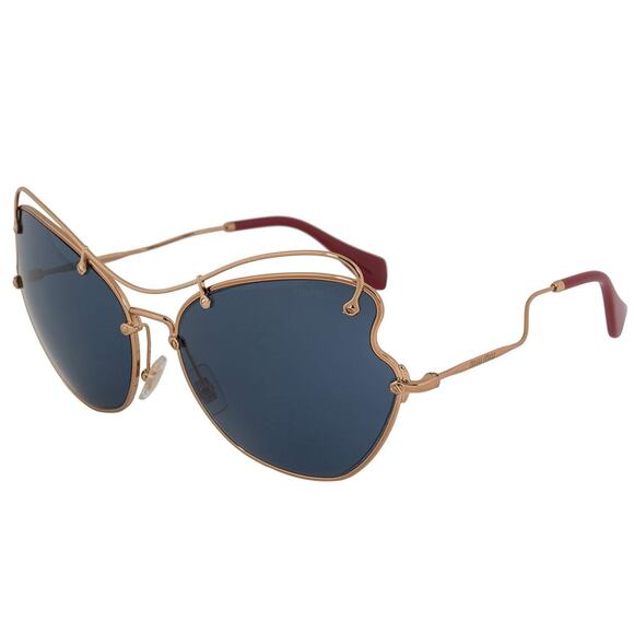 Miu Miu Designer Cat Eye Sunglasses Antique Gold Frame Blue Lens MU56RS 7OE1V1 main image 5